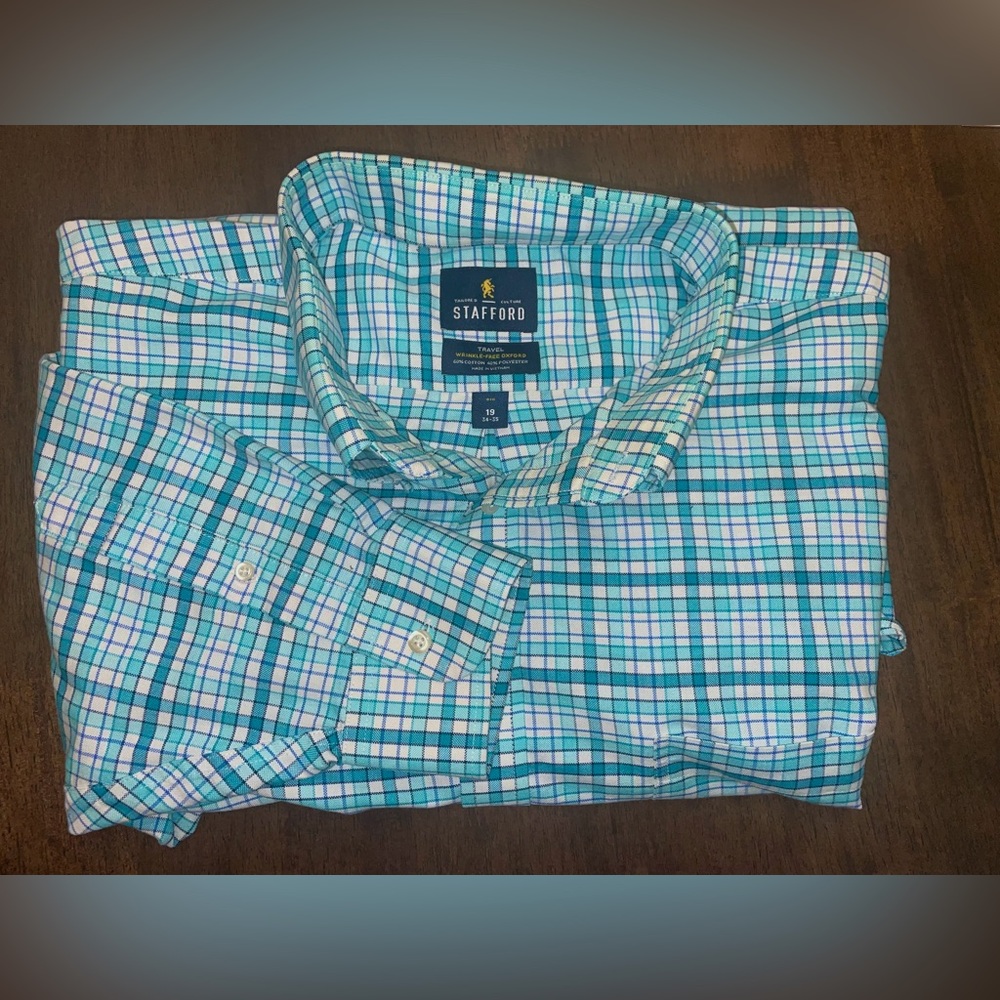 Stafford Button Front Dress Shirt Sz: 19 (34-35)